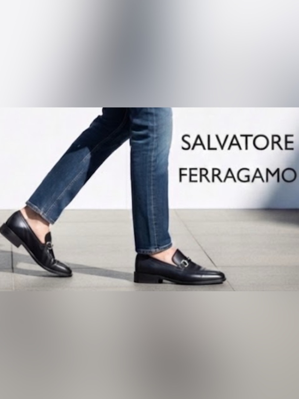 Authentic Salvatore Ferragamo luxury designer men's black leather loafers sz 10